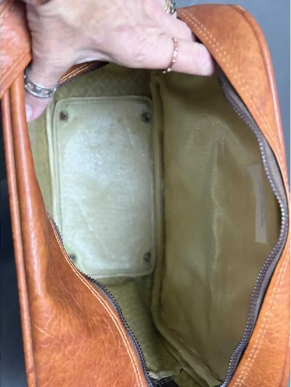 1970's Overnight Travel Bag Warm Brown Faux Leather Weekender Bag